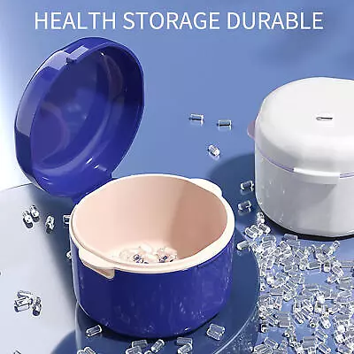 Denture Bath Case Dental False Teeth Storage Boxes With Hanging Net Container • $10.02