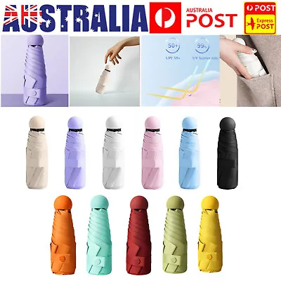 Mini Pocket Compact Umbrella Sun Anti UV 6 Folding Rain Windproof Light Travel • $6.60