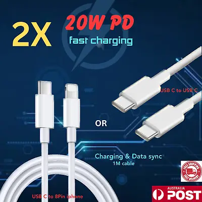 2x Type C To USB-C Cable Charge Charging Data Fast Charger For IPhone 15 Samsung • $11.21