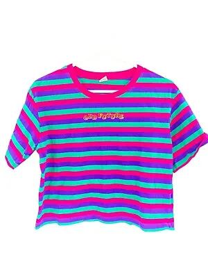 Odd Future Shirt Women’s Size Medium Striped Cropped Multicolor Cotton T-shirt • £11.40