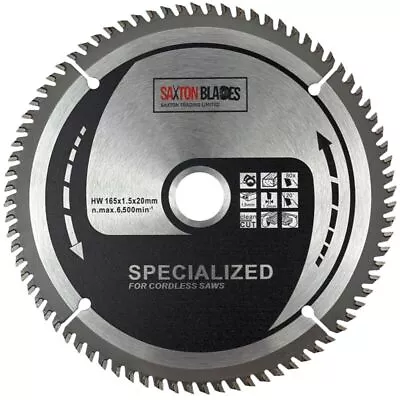 Saxton TCT Thin Kerf Circular Saw Blade 165mm X 80T Fits Dewalt Makita Bosch • £13.99