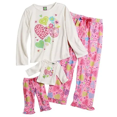 Dollie Me Girl 14 And 18  Doll Matching Pink Heart Pajama Outfit American Girls • $26.99