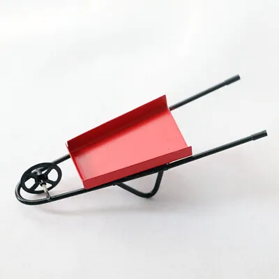 Dollhouse Miniature Red Wheelbarrow 1:12 Scale Alloy Garden Cart Accessories • $8.49