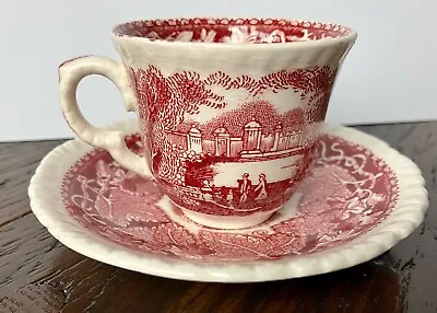 Vintage MASONS (VISTA) Red/Rose Color Demitasse Cup And Saucer-Made In England • $14.99