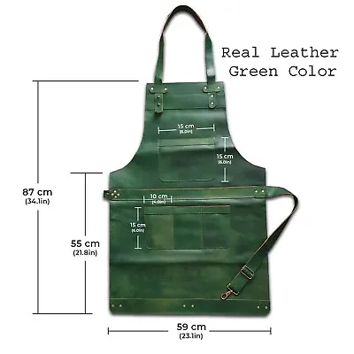 New Luxury Real Leather Butcher Apron - Cook Apron - BBQ Apron - Cooking Apron • $69.99