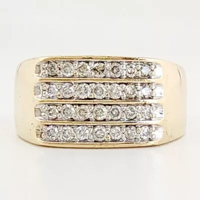 Mens 4 Row 10.5mm Wide Ring 9ct 9k Yellow Gold Band 0.50ctw Round Diamond Size R • $749