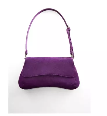 MANGO MNG Flap Calf Hair Leather Shoulder Bag - Purple • $75