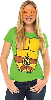 Michelangelo Shirt Mask TMNT Ninja Turtles Fancy Dress Halloween Adult Costume • $24.57