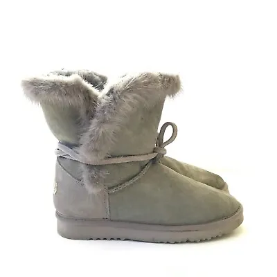 MOU Eskimo Range Boots Bootie Womens 39 9 Gray Ankle Faux Fur Sherpa Shearling • $128.74