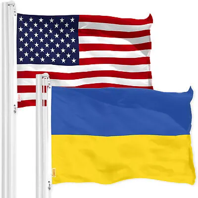 G128 Combo USA Flag And Ukraine Ukrainian Flag 4x6 Ft Series Printed 150D Poly • $35.99