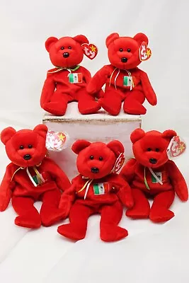 TY Beanie Baby Osito Bear Mexico Flag Red Plush Reseller Lot Of 5 New Retired • $14