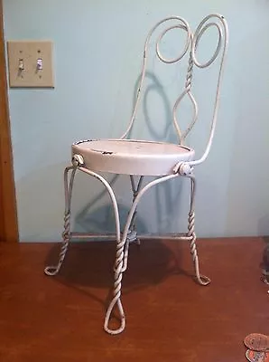 Antique White Painted Metal Child's Ice Cream Parlor Soda Fountain Stool • $85