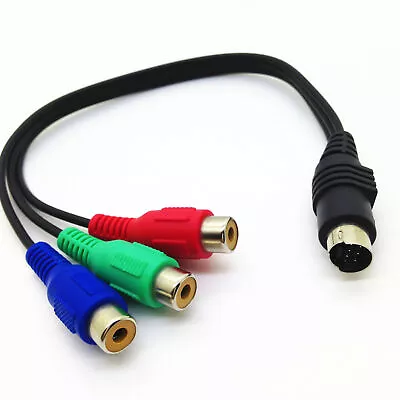 S-Video S Video 7 Pin To 3 RCA Female RGB Component Cable Adapter Cord Converter • $3.69