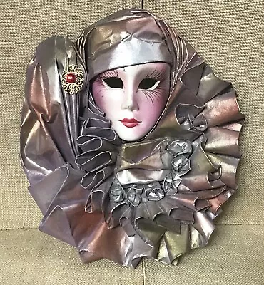 Elegant Italian Mirho Venetian Paper Mache  Ruffle Trim Wall Mask AS IS READ • $34