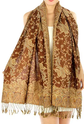  Fashion Outlined Paisley Pashmina Scarf Shawl Wrap 24 COLORS  • $8.99