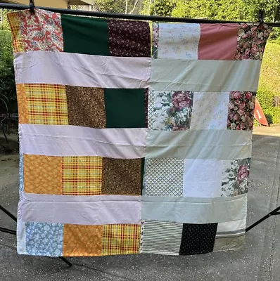 Handmade Quilt Machine Stitched Patchwork 59x62  Bed Cover Lap Quilt Lightweight • $24