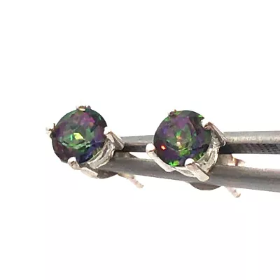 925 Sterling Silver Round Mystic Topaz 5mm Stud Earrings • $35