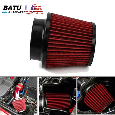 4inch/100mm High Flow Inlet Cold Air Intake Cone Replacement Dry Air Filter Red • $18.89