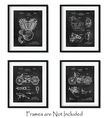 4 Harley Davidson Patent Art Prints 8 X10  Wall Decor - Great Gifts For Bikers • $17.95