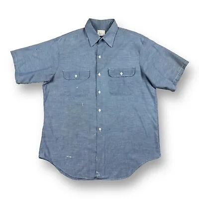 $34.99 • Buy Vintage Big Mac Green Line Selvedge Chambray Work Button Up S/S Shirt Men’s XL