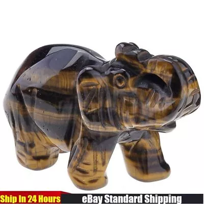  Natural Tiger's Eye Quartz Crystal Baby Elephant Carved Rough Stone Decor Reiki • $11.99