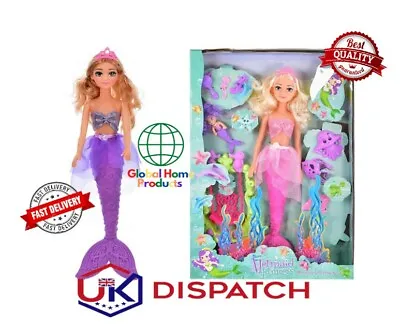 Mermaid Princess Doll Playset Girls Toy Pink Purple Doll Kids Bday Eid Gift • $25.25