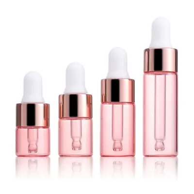 1/2/3/5ml Rose Gold Pink Glass Dropper Bottles Small Pipette Drop Essential Oils • $7.39