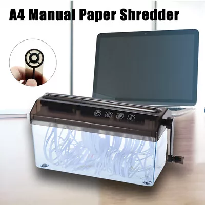 Mini Hand Shredder Personal Cross Cut Manual A4 Paper Hand Cutting Home Office • £16.56