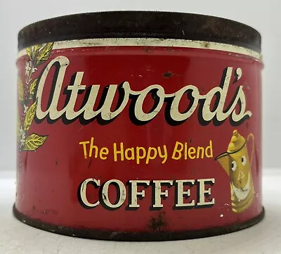 Farmhouse Find Vintage Atwood’s Coffee Minneapolis MN. Advertising 1LB. Tin Can • $9.99