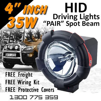 HID Xenon Driving Lights - Pair 4 Inch 35w Spot Beam 4x4 4wd Off Road 12v 24v • $161.26