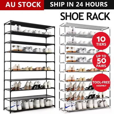 $24.70 • Buy 10 Tiers Shoe Rack Stackable Shelves Cabinet Storage Shoes Stand 50 Pairs Shoes