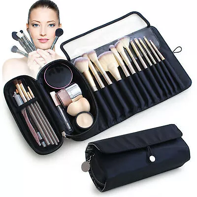 Makeup Bag Cosmetics Brush Case Organizer Storage Box Travel Roll Up Pouch Gift • £6.29