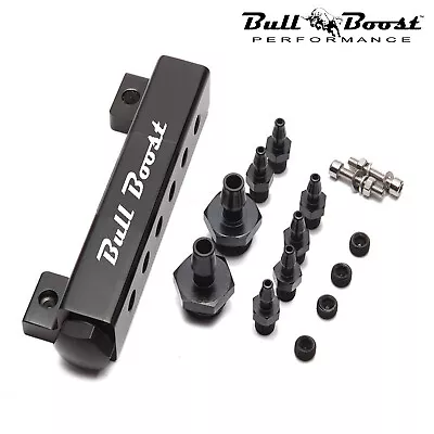 $39.75 • Buy 6 Port VACUUM Block Intake Manifold Fuel Gas Wastegate Turbo Boost NOS Black