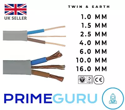 Twin & Earth Cable Lighting Socket Wire Wiring T&E Grey 1.5mm 2.5mm 4mm 6mm 10mm • £84.79