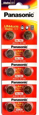 PANASONIC LR44 AG13 A76 G13A 1.5V Alkaline Battery X 10 EXP 12-2025 Mercury Free • $9.99