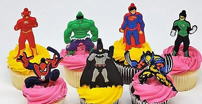 Comic Book Super Hero Birthday Cake Cupcake Spiderman Batman Flash    **NEW** • $16.99