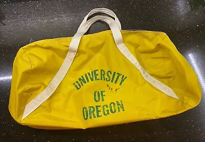 Vtg University Of Oregon Duffle Bag Yellow Canvas Oregon Duffle Bag Gym Bag • $10