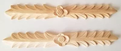 2PC/PAIR   9-1/2 W X 1-1/4 H  Hand Carved Wood Leaf Onlay Applique. OW328 • $15