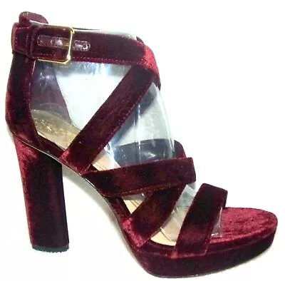 New VINCE CAMUTO CATYNA WINE VELVET STRAPPY PLATFORM SANDALS 6.5 M • $15