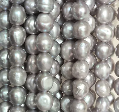 Natural Baroque Oval Freshwater Pearls Grey Loose Beads For Jewellery Making 8mm • £12.99
