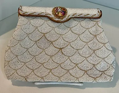 Vintage Made In France Beaded Purse With Cameo Insert-Original Box • $51.99