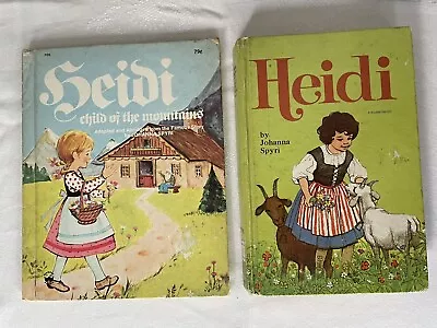 Vtg Lot Of 2 Heidi Books- 1970 Whitman & 1980 Wonder Book • $3