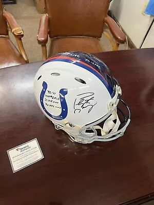 Peyton Manning Broncos/Colts Helmet 50/50 Multiple Inscriptions Fanatics COA MVP • $899.99