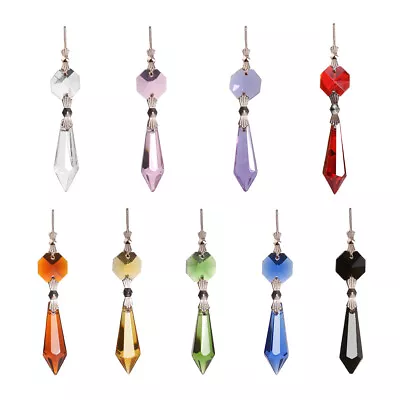 20Pcs 38MM Color Crystal Chandelier Prisms Replacement Icicle Drop Lamp Parts • £10.79