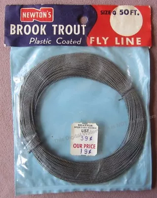 Vintage 1950s Package Newtons Brook Trout Fly Line 50 Ft Plastic Coated Unopened • $9.99