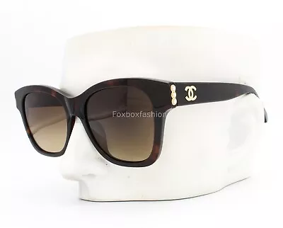 Chanel 5482H 714/S9 Sunglasses Brown Tortoise W/ Glass Pearls Gold CC Logo  • £232.73