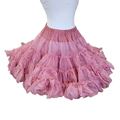 Vintage Petticoat Circle Skirt Slip Square Dance Underskirt Pink Color 80s / 90s • $99.99