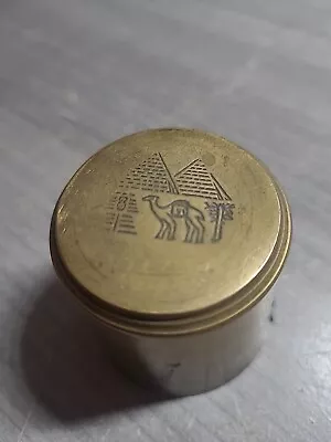 Vintage Brass Engraved Cup Decor Egyptian Handmade 2x2 Camel Pyramid  • $15