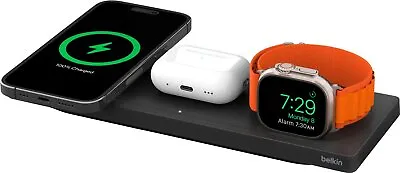 Belkin BOOSTCHARGE PRO 3-in-1 Wireless Charging Pad With MagSafe - Black • $59.95