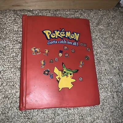 Red PIKACHU Card Binder  1999 Vintage Pokemon 4-Pocket Book Nintendo Used • $15